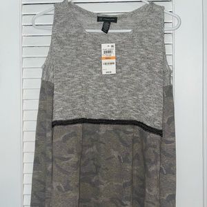 INC Peony Garden/ Olive Drab Top Brand New w/ tags